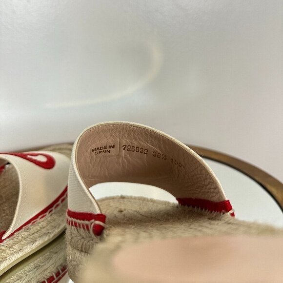 GUCCI Pilar Interlocking G Embroidered Canvas Espadrille Slide Sandal (Women) - Picture 10 of 11